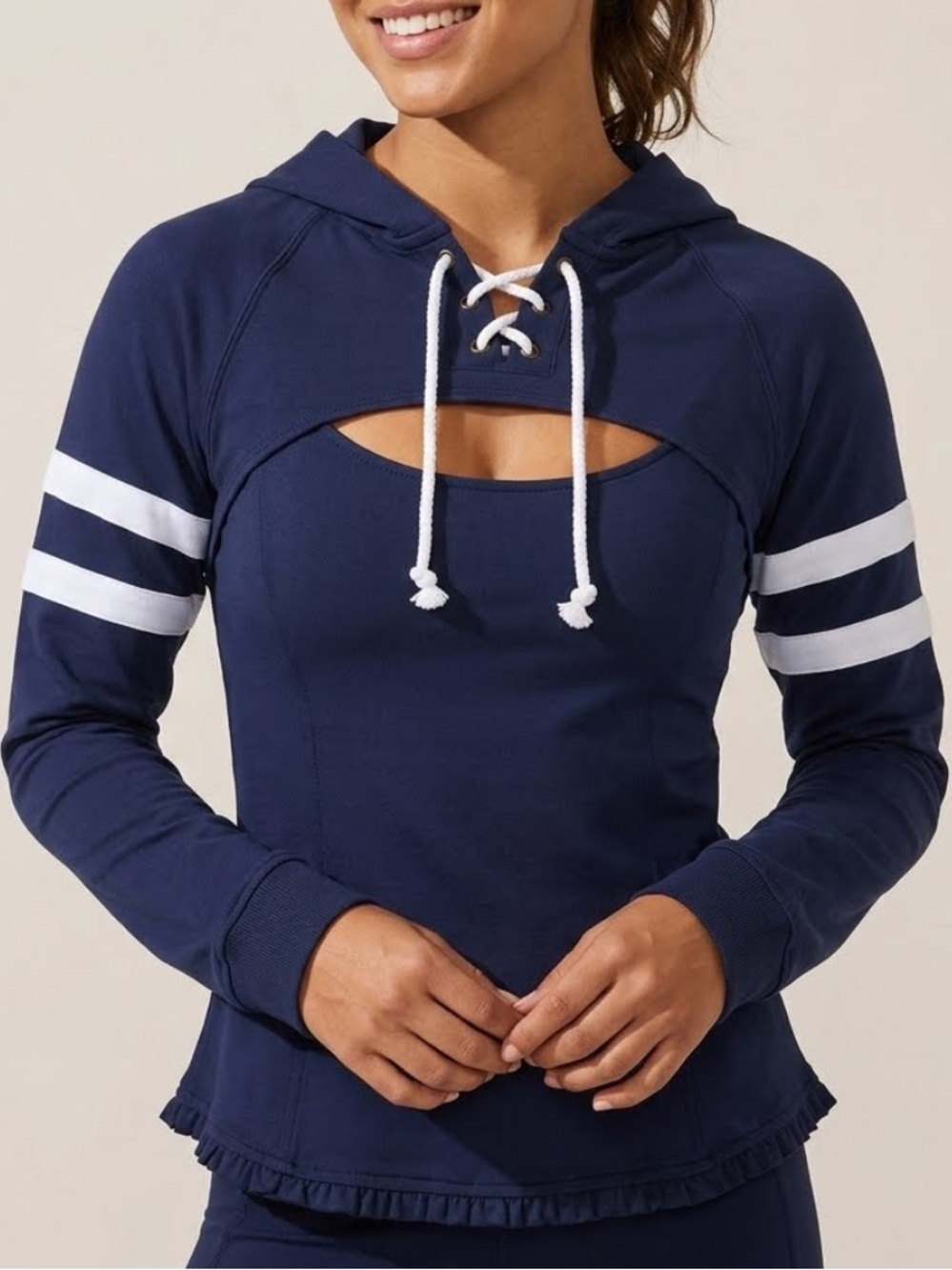 Venus Athletic Lace-Up Cutout Hoodie M